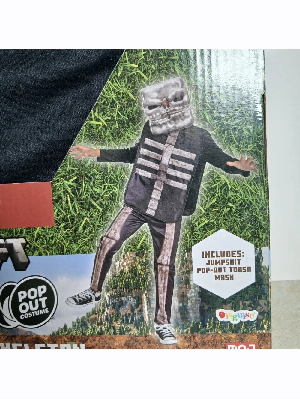New! Minecraft Skeleton Boys Costume Size M (8) Jumpsuit Pop Out Torso Mask